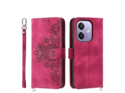 Capa De Celular De Couro Com Estampa De Flores Em Relevo Skin Feel