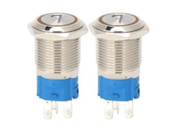 2pcs Interruptor De Botão De Aço Inoxidável 5 Pinos 16mm Auto-reset Com Luz Amarela 7220vac