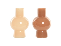 Vaso Home Esprit Creme Terracota Cristal 15 X 15 X 24 Cm (2 Unidades)