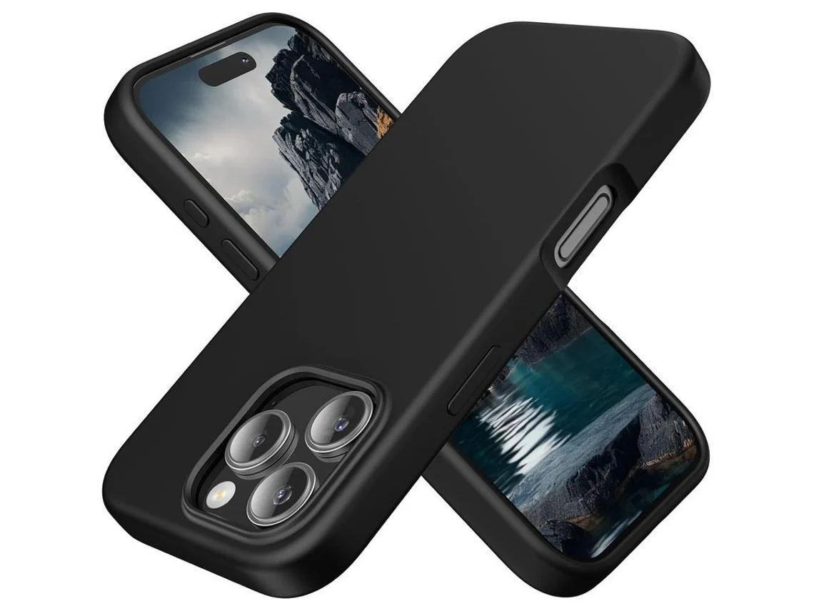 2026 capa de Silicone para Iphone 16 Pro 6.3" Preto Noturno Ultra Fina Protetora Anti choque