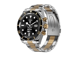 Relógio Inteligente Aw12 com Moldura Giratória Monitor de Frequência Cardíaca e Pressão Arterial Ouro Preto GODTVAGT