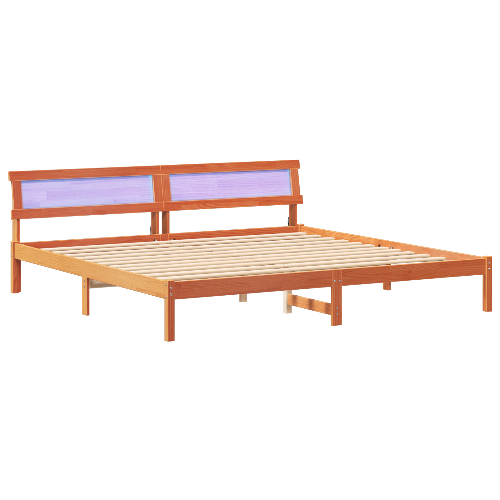 Conjunto 1 Estrutura Da Cama Vidaxl Castanho Madeira De Pinho Maciça (200 X 200 Cm)