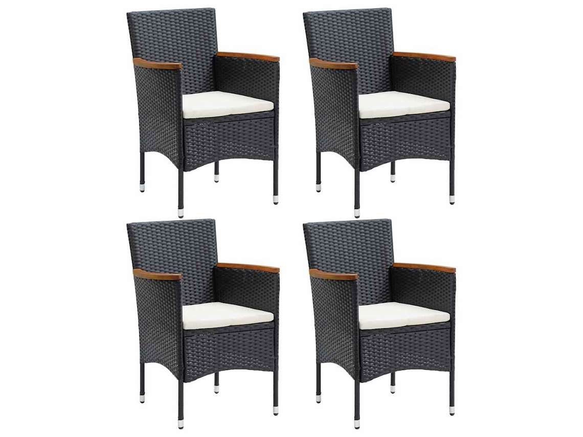 Vidaxl Cadeiras De Jantar Para Jardim 4 Pcs Vime Pe Preto