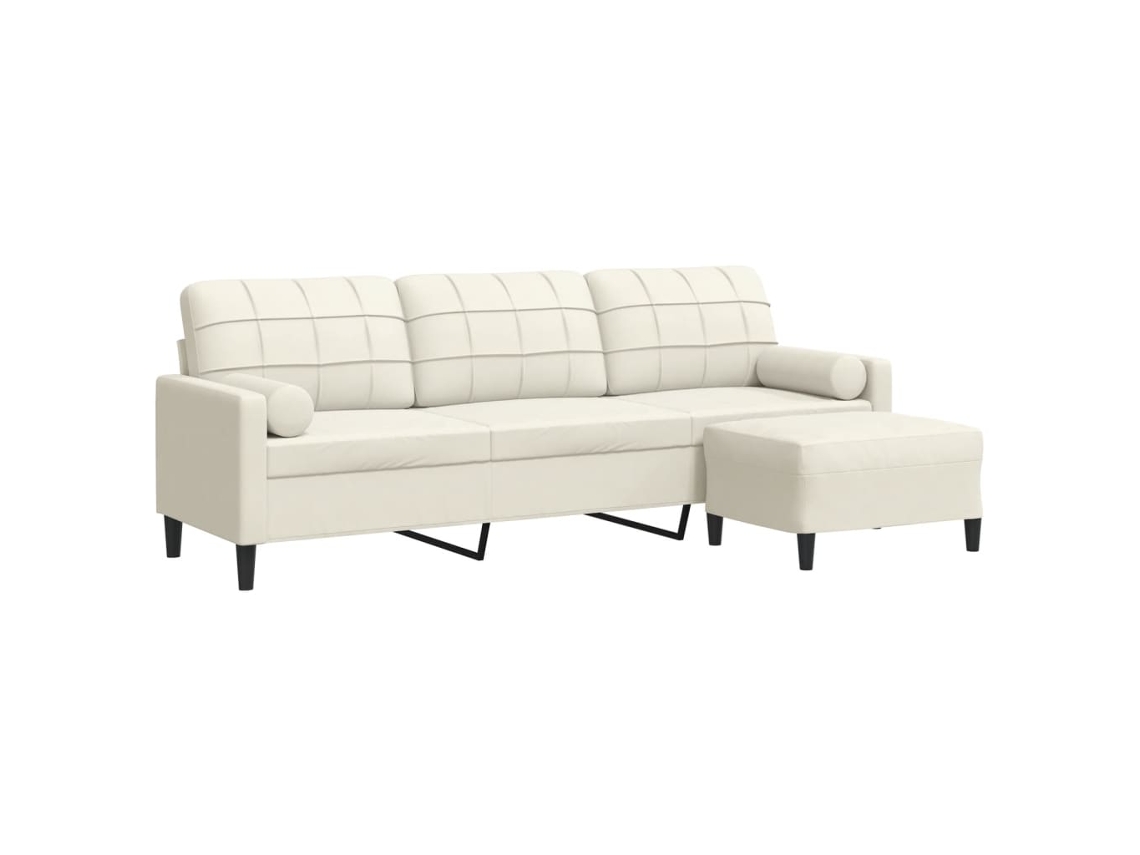 3-seater Sofa, 3-seater Sofas Vidaxl Creme Veludo (n/a)