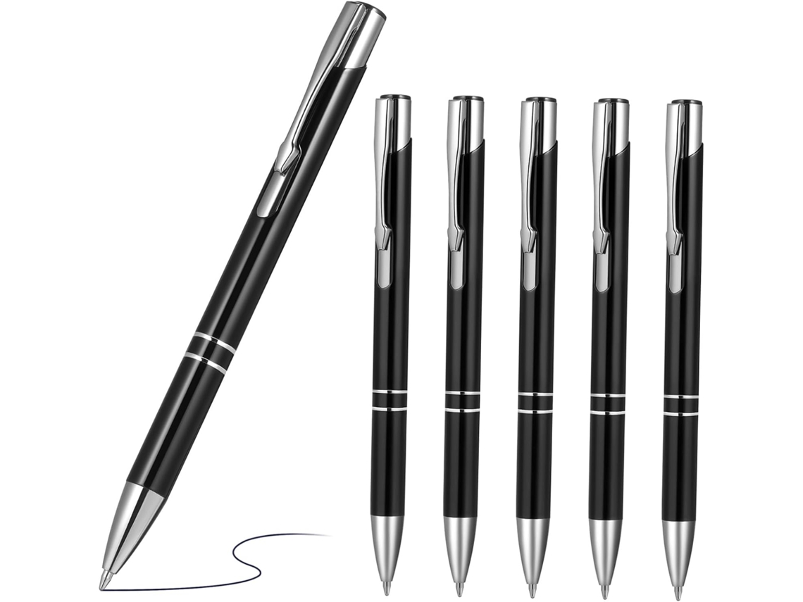 Conjunto De 6 Canetas Esferográficas Metal Soimiss, Com Botão Pressão,