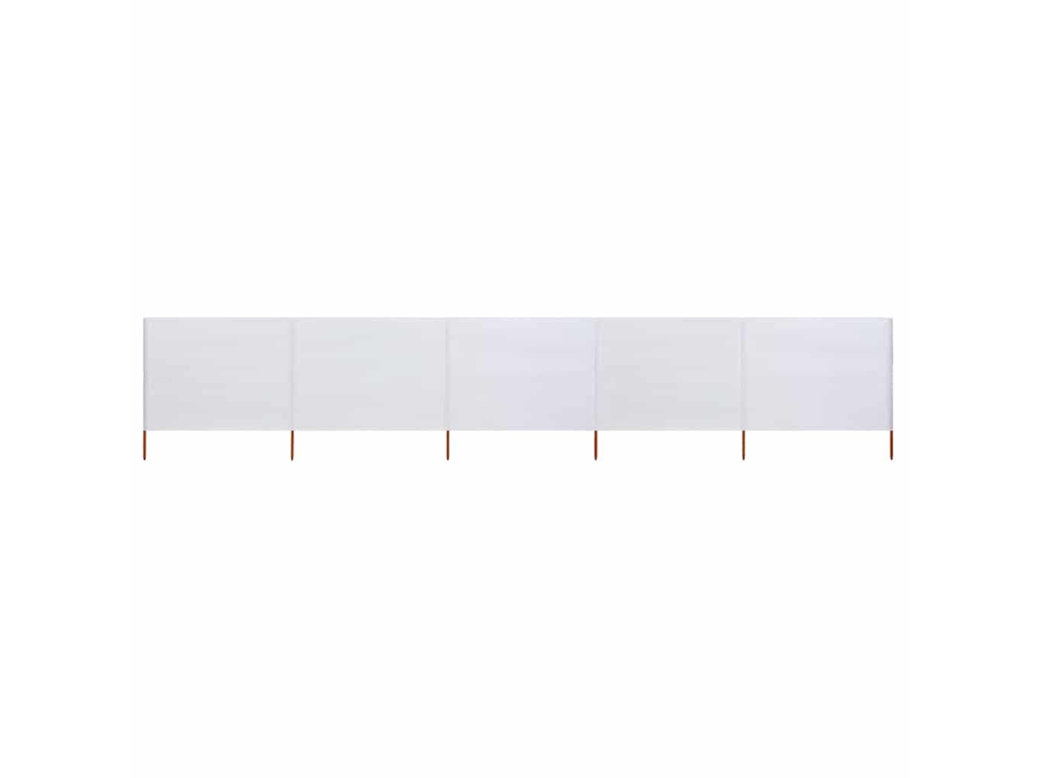 Vidaxl Para-vento Com 5 Painéis Em Tecido 600x80 Cm Cor Areia Branco