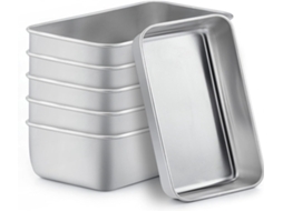 Conjunto De 6 Recipientes Para Alimentos Com Tampas, Reutilizáveis Para Preparação, Em Aço Inoxidável, Próprios Para Forno, 500 Ml