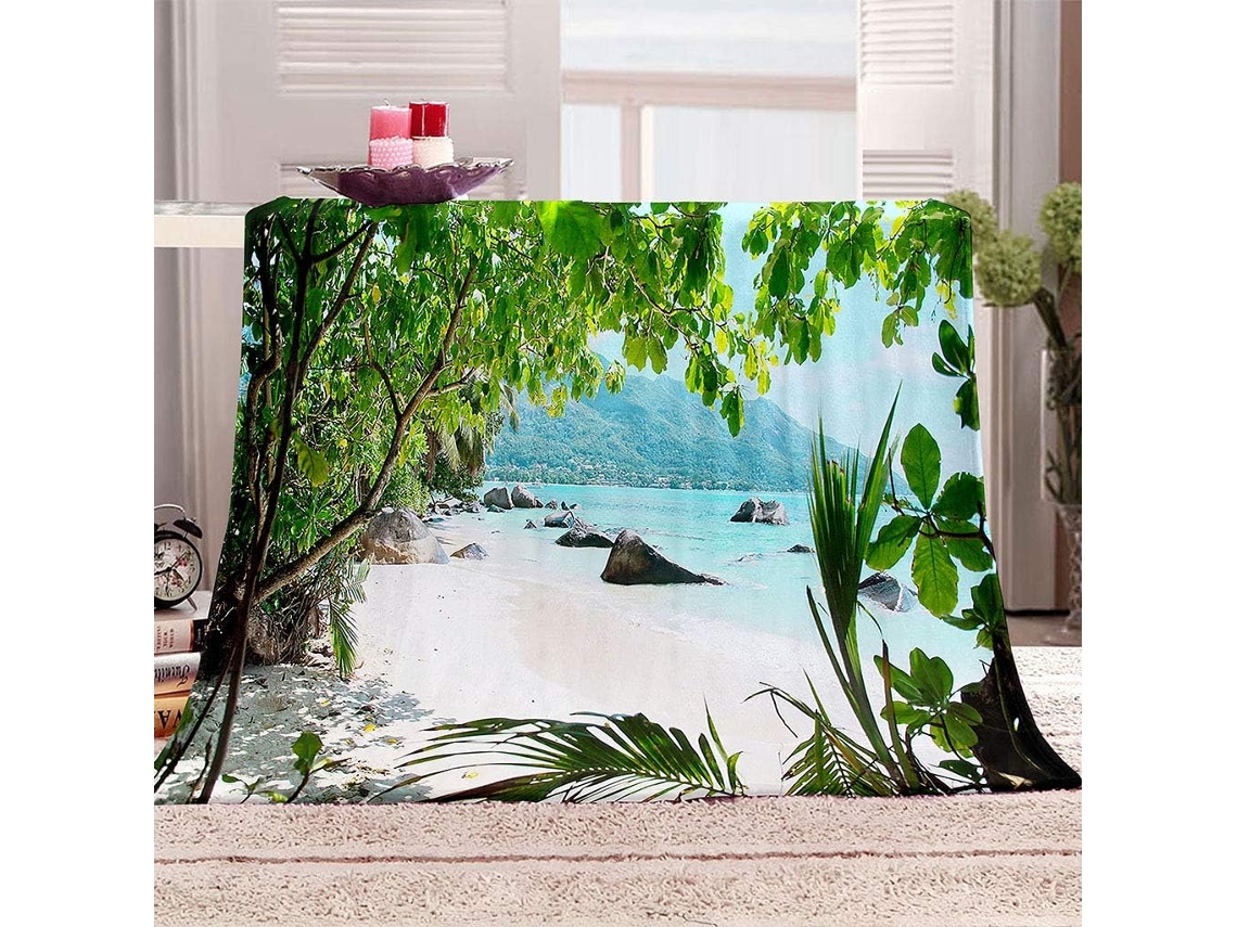 Manta com Estampa 3d de Plantas Ver em Microfibra 150x150cm