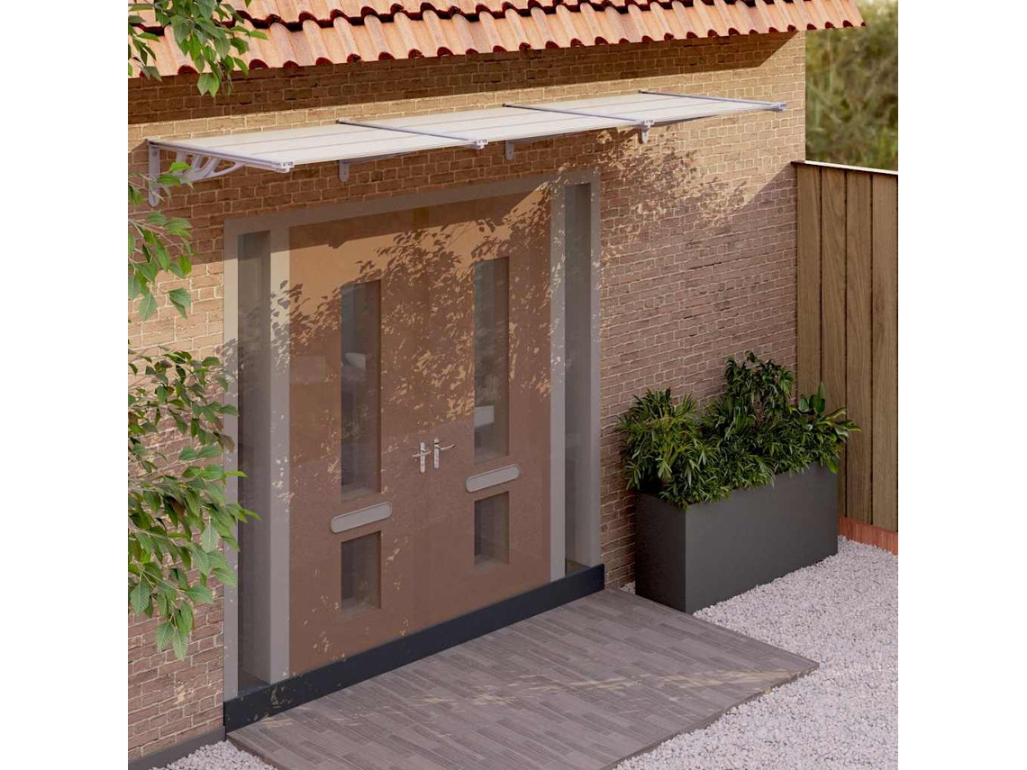 Vidaxl Toldo Para Porta 297,5x90cm Policarbonato Cinzento/transparente