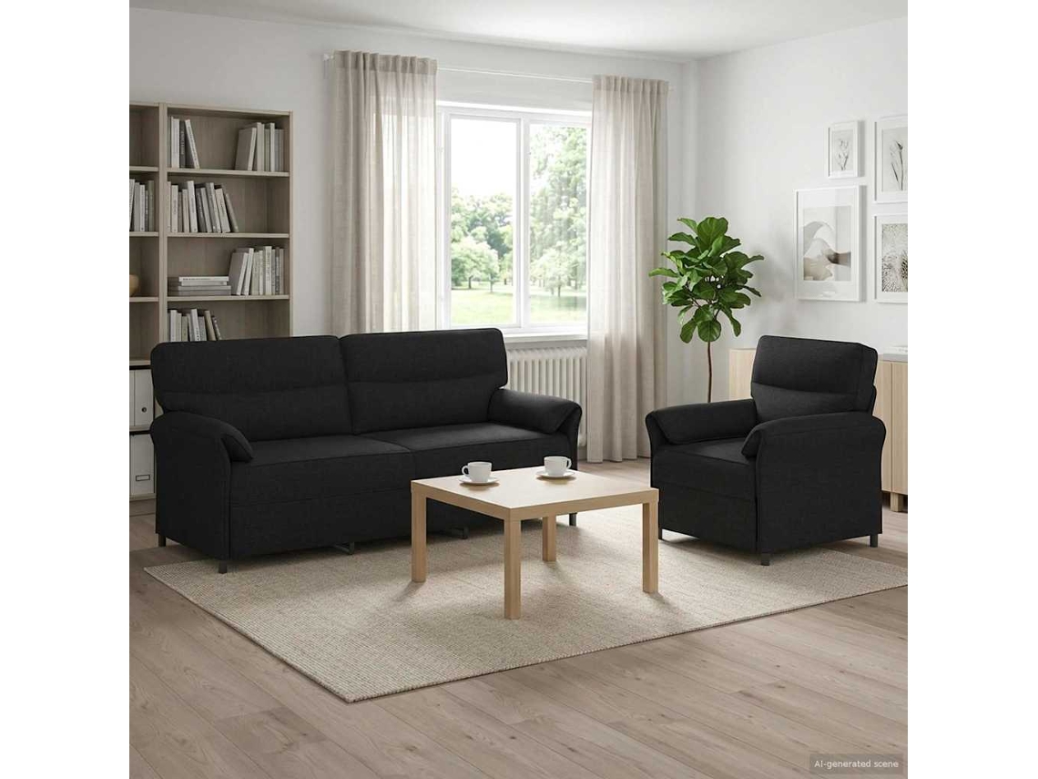 Vidaxl Conjunto De Sofás 2 Unid. Preto Tecido