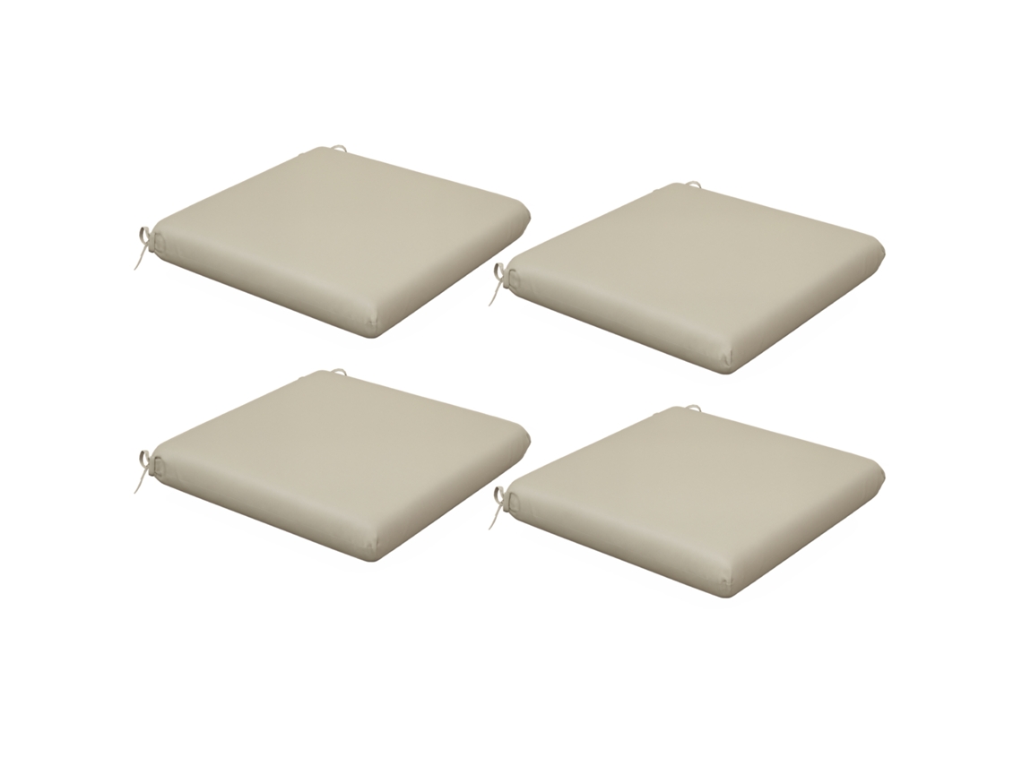 Conjunto de 4 Almofadas para Cadeiras, 47 X 47 Cm, com Enchimento Espesso, Resistentes Ao Desbotamento, Bege. PONTOCASA