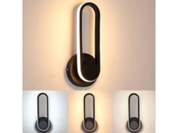 Luminária De Parede Led Rotativa Cor Preta Três Cores De Luz*