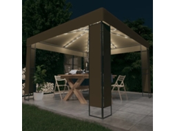 Vidaxl Gazebo Com Toldo Duplo E Luzes Led 3x3x2,7 M Cinza-acastanhado