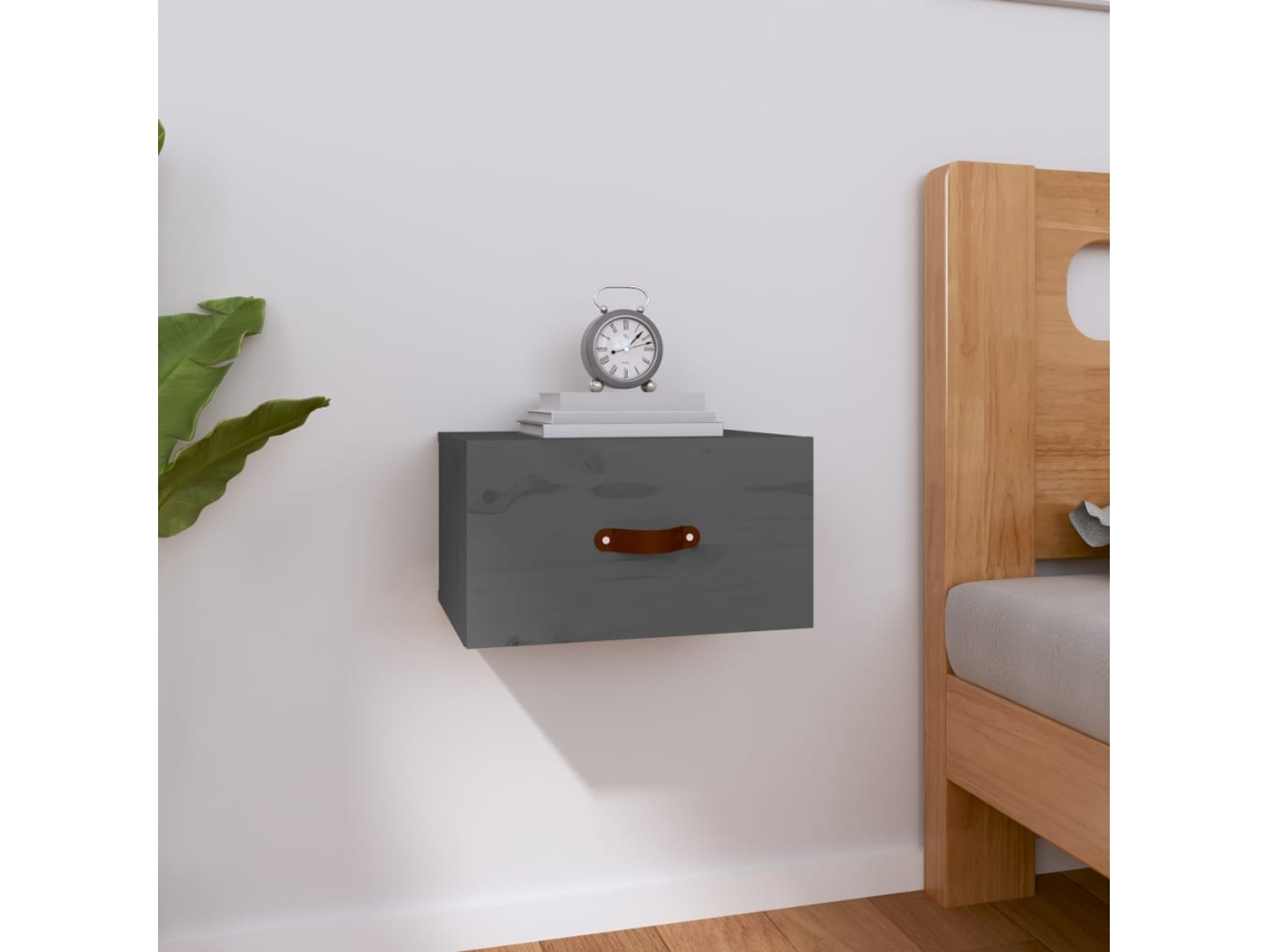 Vidaxl Mesa De Cabeceira De Parede 40x29,5x22 Cm Cinzento
