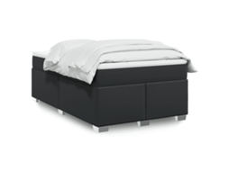 Vidaxl Cama Boxspring Com Colchão 120x190 Cm Couro Artificial Preto