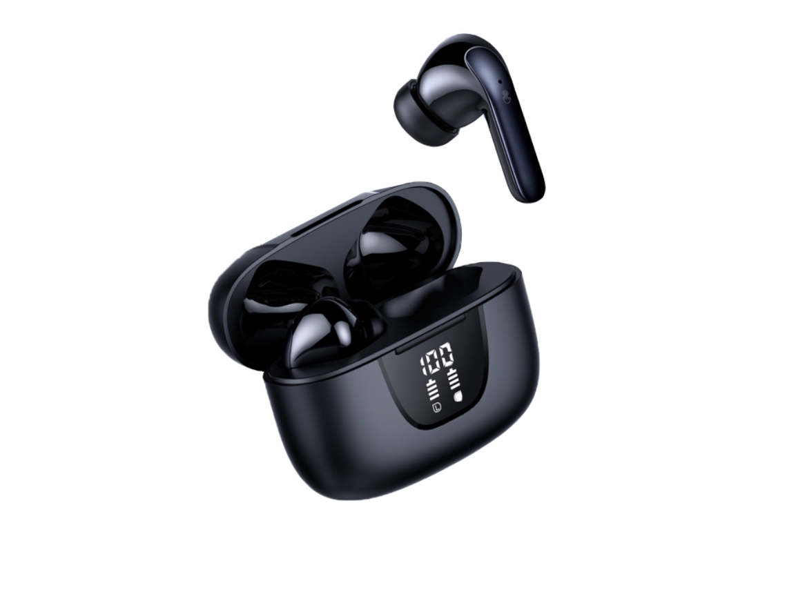 Fones de Ouvido Sem Fio Verdadeiros Cw39, Bluetooth 5.3, Reprodução de 76h, Ipx7 À Prova D'água, Tela Led JIAPEI (preto)