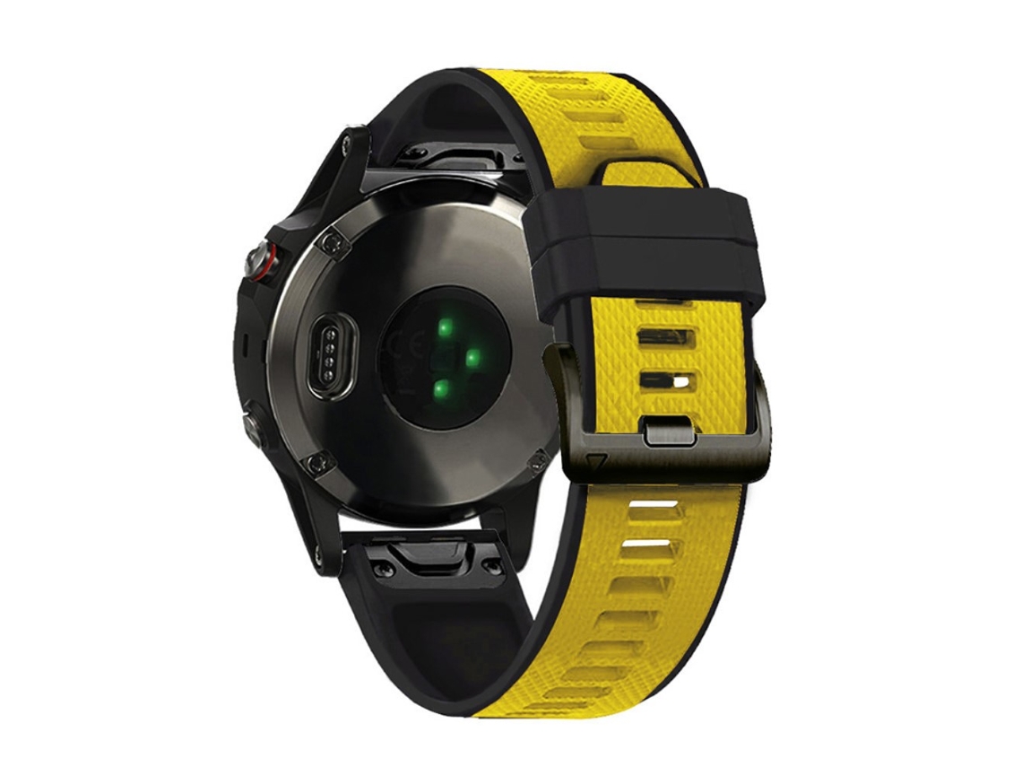 Bracelete Silicone Duas Cores 26Mm para Garmin Fenix 6X/Fenix 5X/Fenix 3 Hr/Descent Mk1 Amarelo/Preto