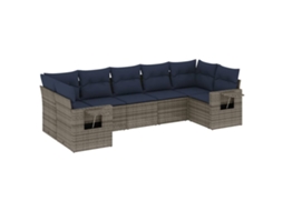 Conjunto de Sofá de Jardim, 7 Peças, Almofadas, Rattan Cinza MAISON EXCLUSIVE