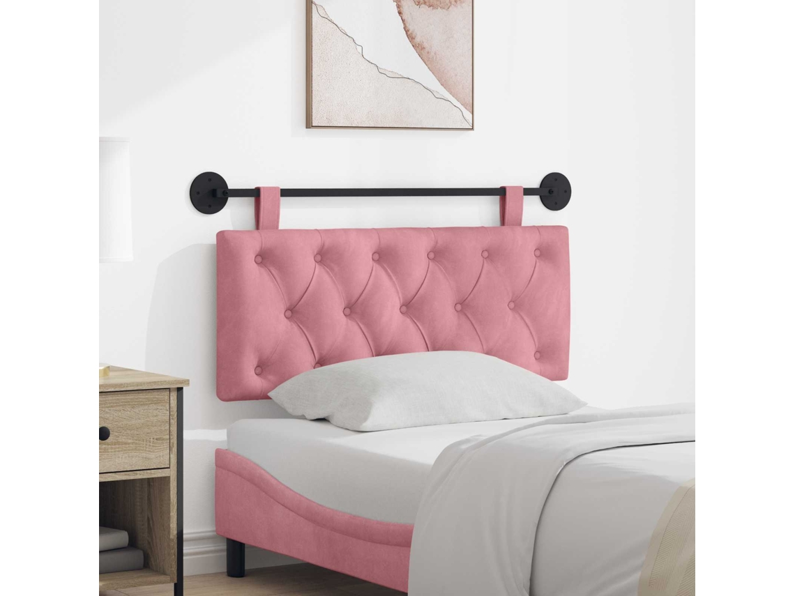 Vidaxl Cabeceira Suspensa Com Luz Led Rosa Veludo
