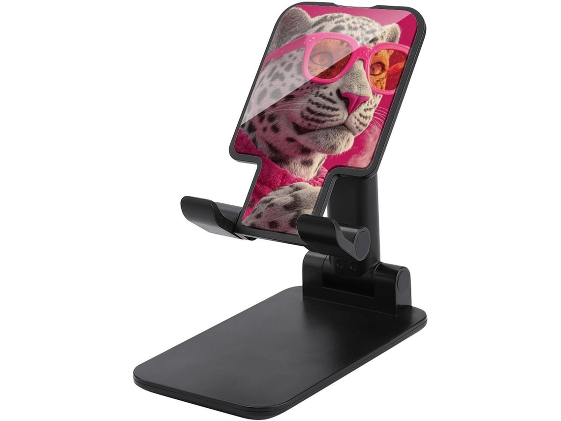Suporte Dobrável E Ajustável Para Celular, Ideal Para Mesa, Com Estampa De Leopardo Rosa
