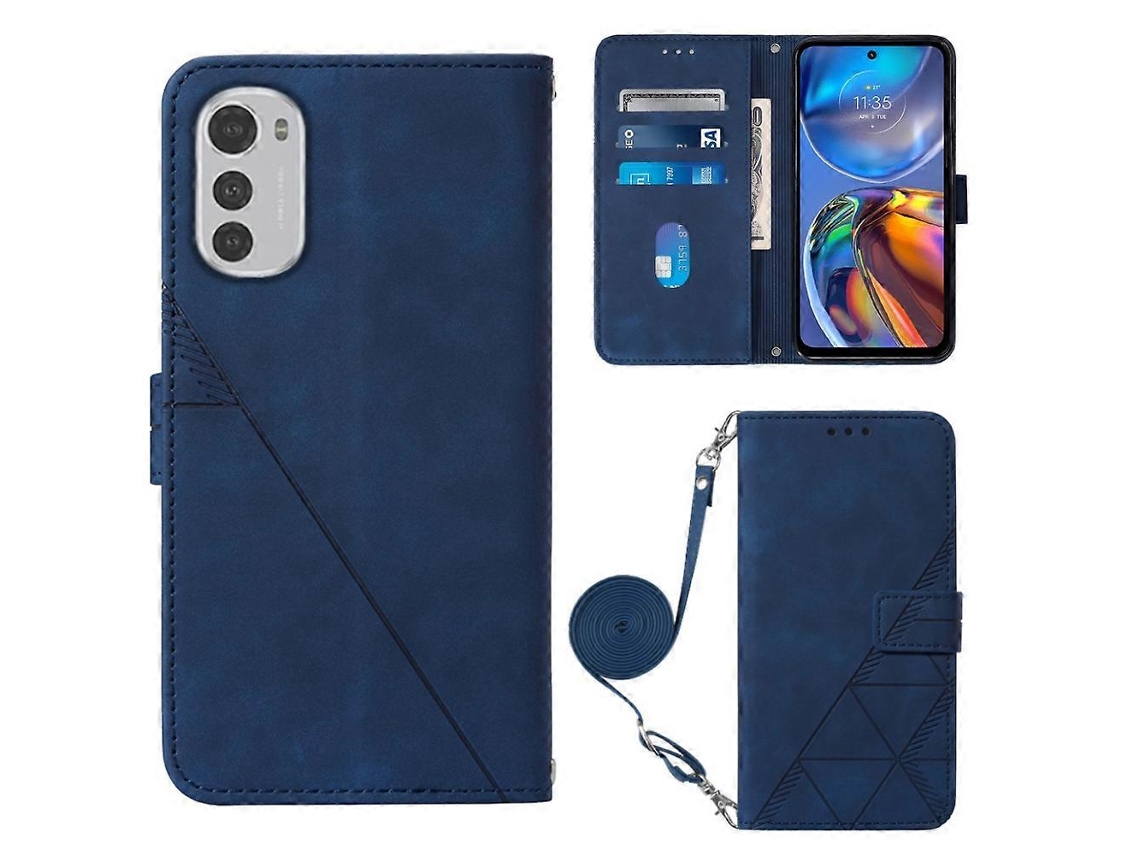 Capa De Celular Transversal De Couro Com Relevo 3d Para Motorola Moto E32