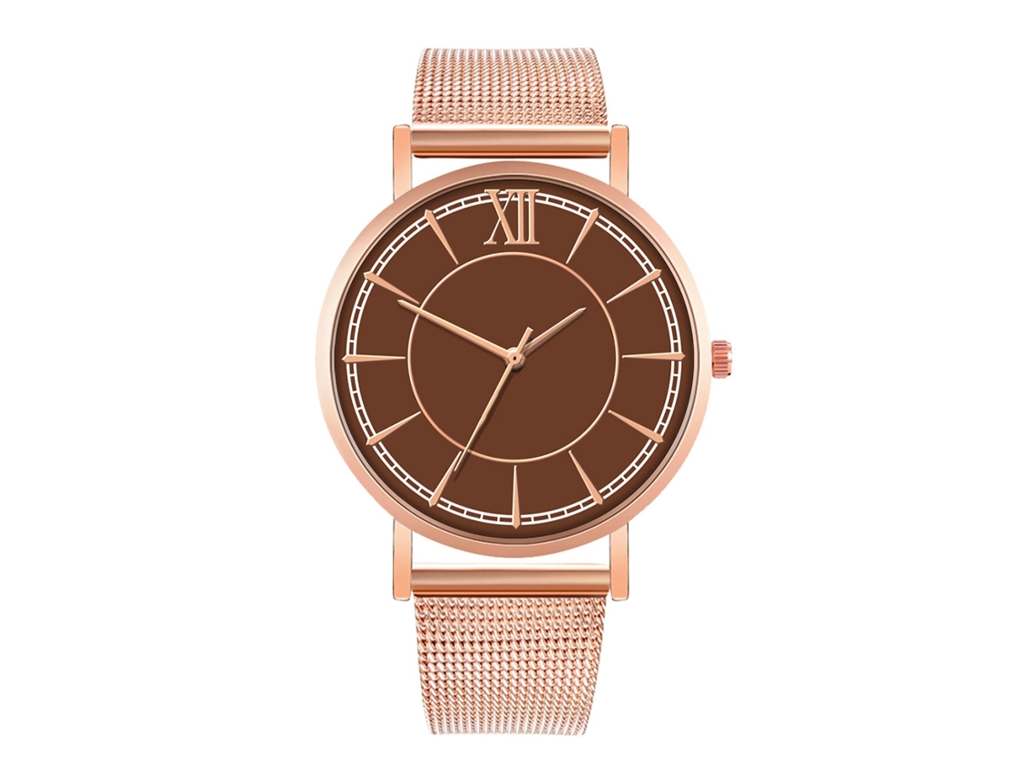 Reloj De Moda Para Parejas Con Correa De Malla Dial Redondo Cuarzo Unisex