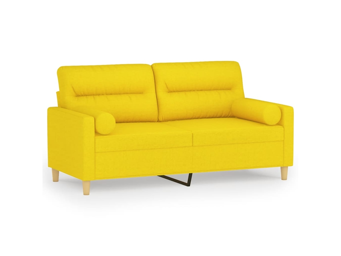 Maison Exclusive - Sofá 2 Lug. + Almofadas Decorativas 140 Cm Tecido Amarelo-claro