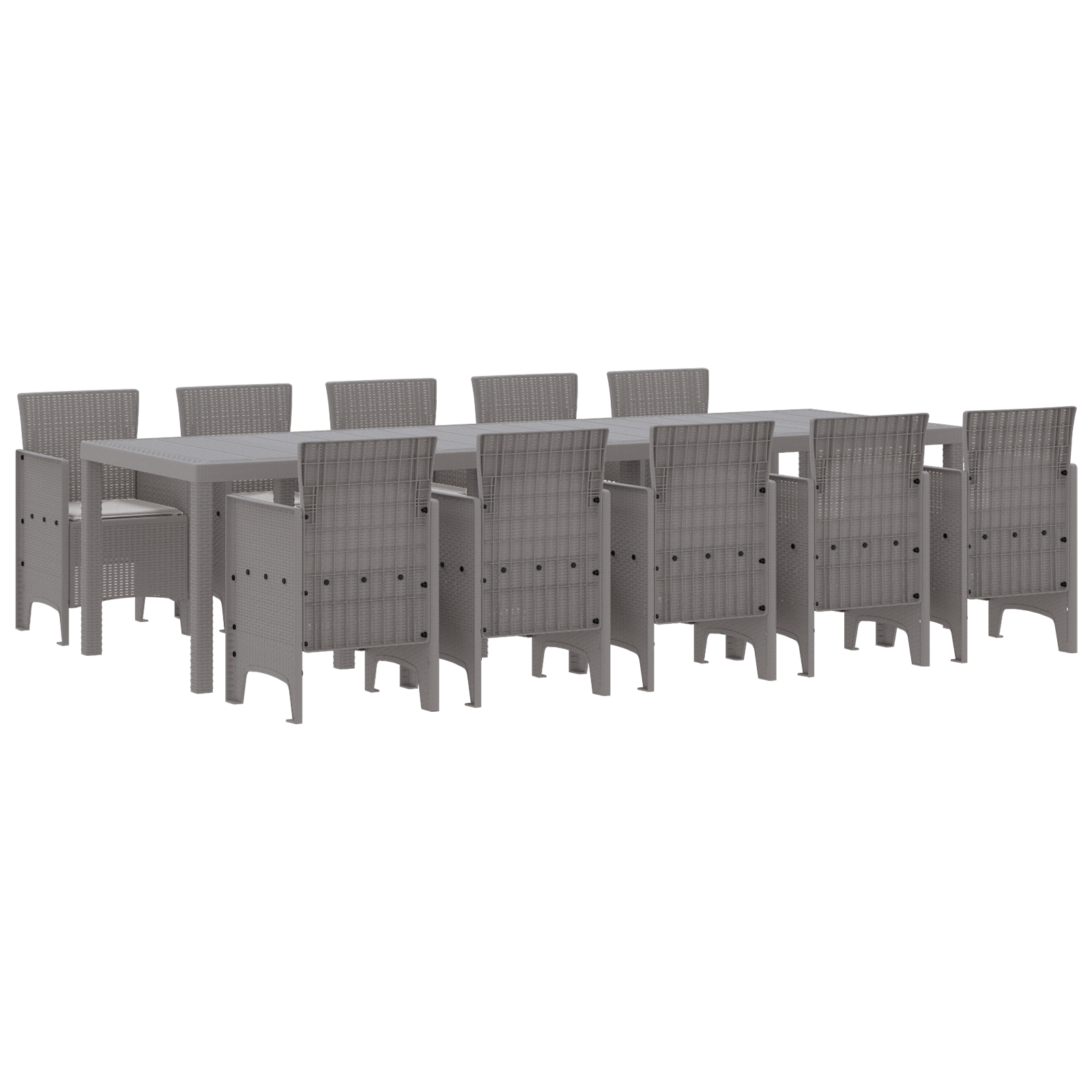 Conjunto 11 Conjunto De Jantar Para Exterior Vidaxl Cinzento-claro Polipropileno (300 X 100 X 73 Cm)