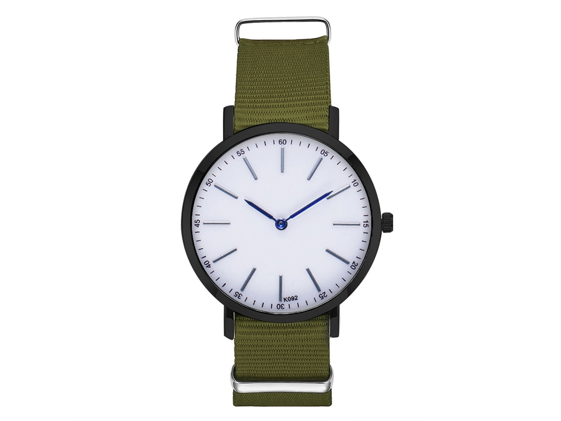 Reloj De Cuarzo Para Hombre Con Correa De Nylon Color Verde Ejército Casual Elegante