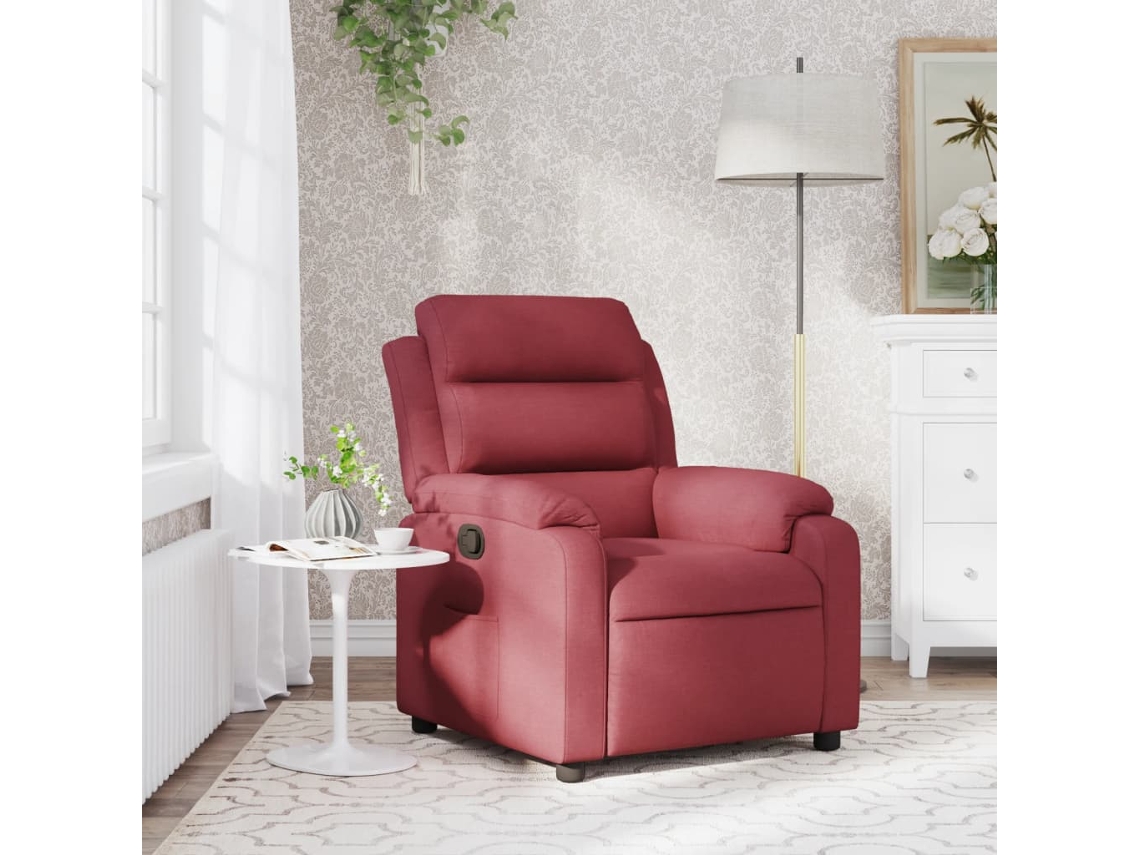 Vidaxl Poltrona Reclinável Tecido Vermelho Tinto