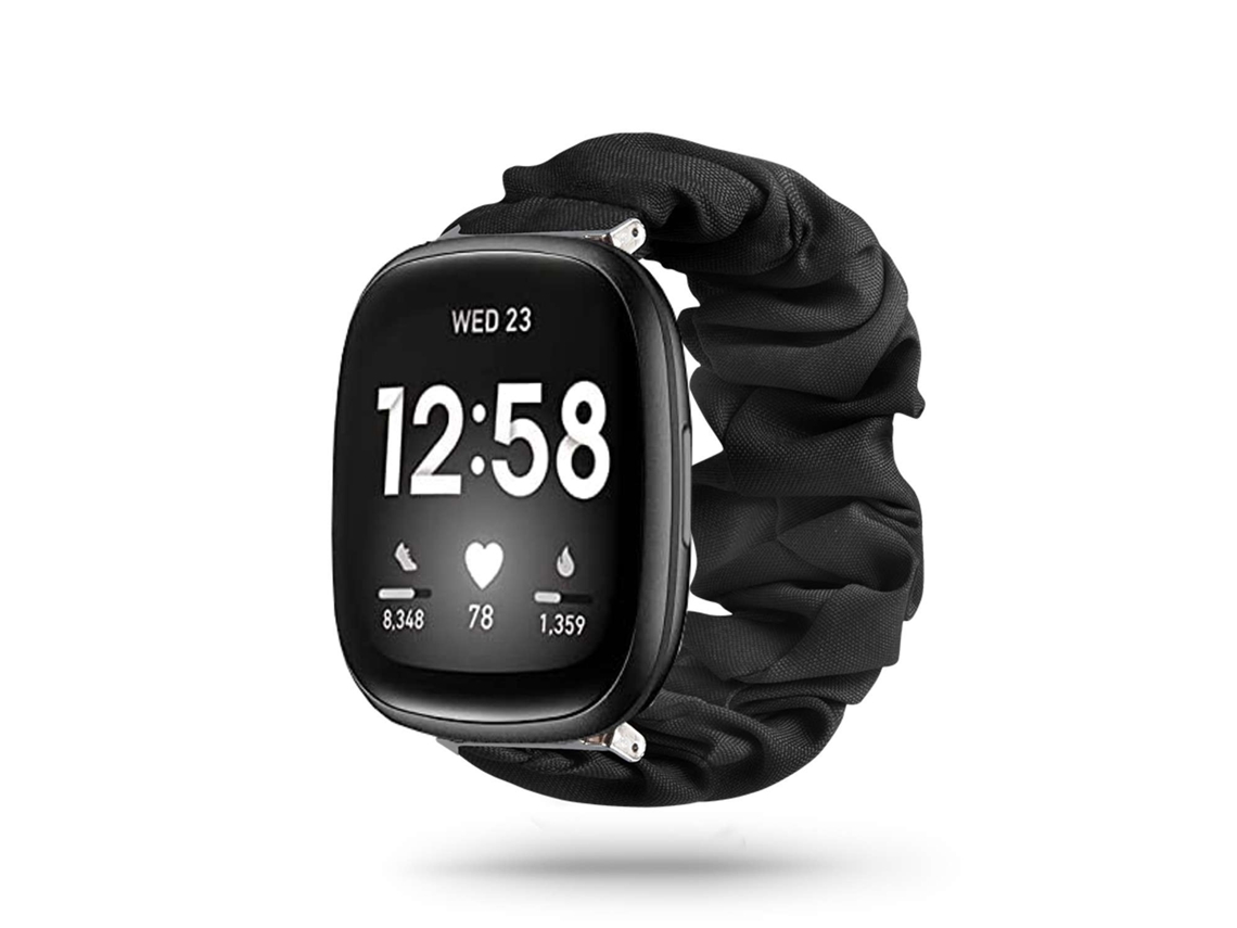 Bracelete Fitbit Versa Lite Pulseira Scrunchie Preto