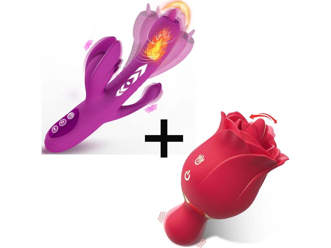 Vibrador Rabbit 4 Em 1 Com Aquecimento, Dildo De Ponto G Com Estimulação De Clitóris E Lambida De Língua Para Mulheres