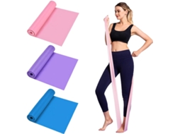 Conjunto de Faixas Elásticas de Resistência AQUAFORGE com 3 Peças 5 M Silicone para Ioga, Pilates, Reabilitação e Academia