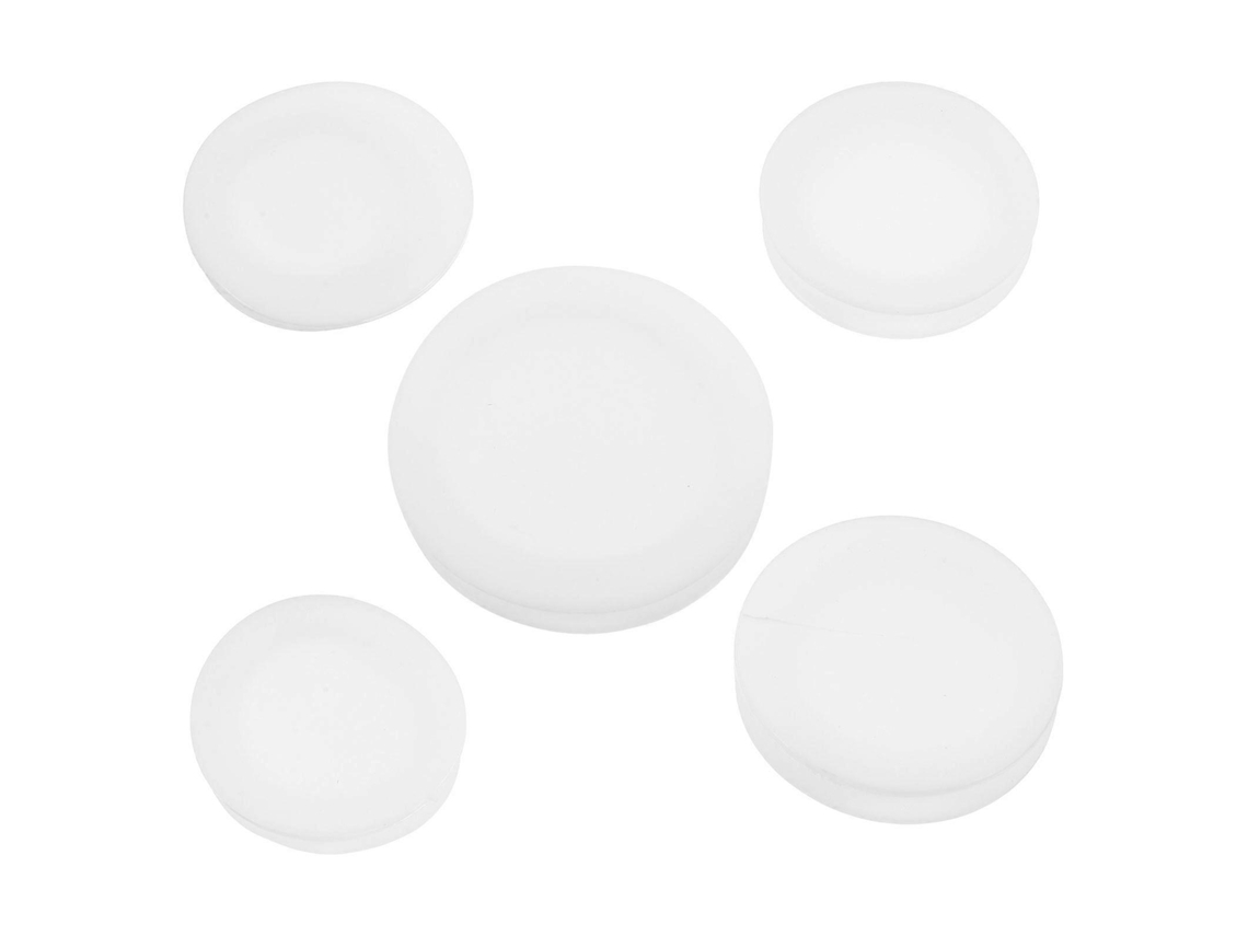 Cofrinho 5 Peças Tampões Borracha Branca Proteção Fundo Redondo 26 Mm 25 30 32 38