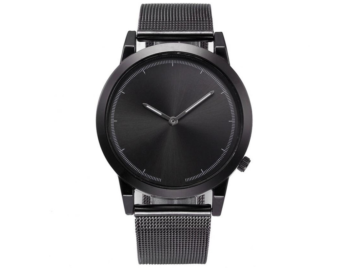 Relógio de pulso analógico de quartzo casual e simples para mulheres e homens (preto)