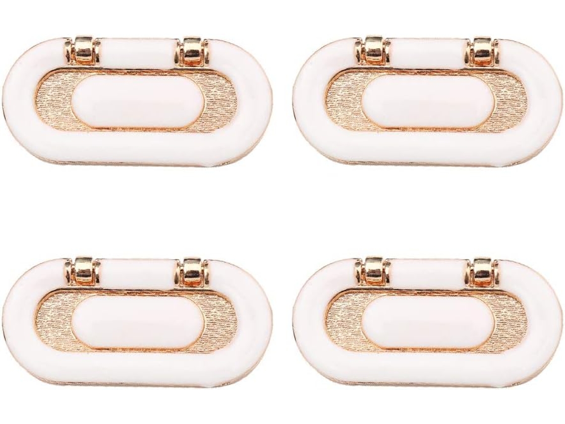 Conjunto De 4 Puxadores Invisíveis Em Liga Zinco Para Portas, Gavetas, Armários E Guarda Roupas, Com Parafusos Porcelana