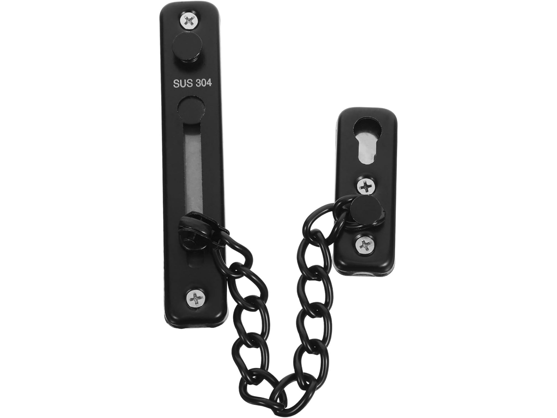 Porta Em Aço Inoxidável, Corrente De Segurança Preta, Fechadura Antirroubo Sem Necessidade De Furar.