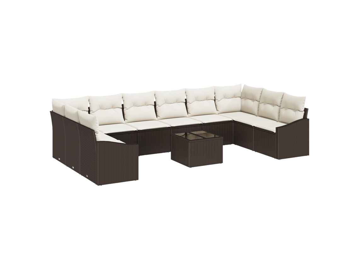 Conjunto 11 Conjunto De Sofá De Jardim Vidaxl Castanho Vime Pe