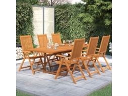 Vidaxl 7 Pcs Conjunto De Jantar Para Jardim Madeira De Acácia Maciça 160-240 Cm