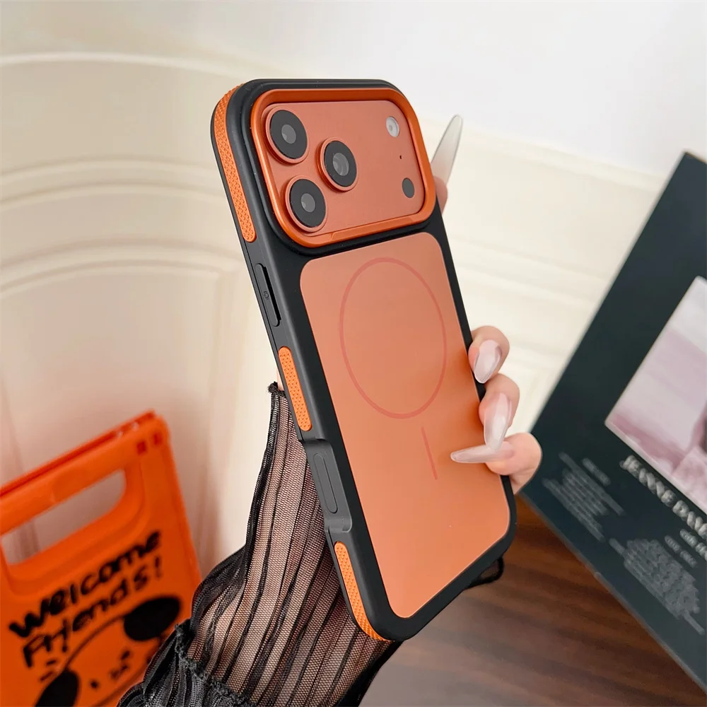 Capa Magnética Para Celular (iphone 14/15 Plus, Laranja), Compatível Com Magsafe.
