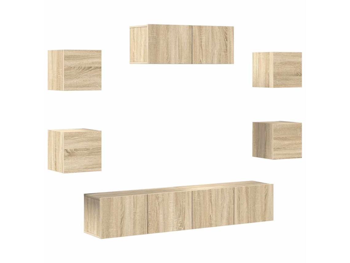 Conjunto de Tv de 7 Peças Madeira Processada Carvalho Sonoma MAISON EXCLUSIVE