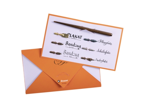 Kit de Caligrafia com Suporte de Madeira para Aparos e 6 Aparos de Caligrafia e Escrita BRAUSE