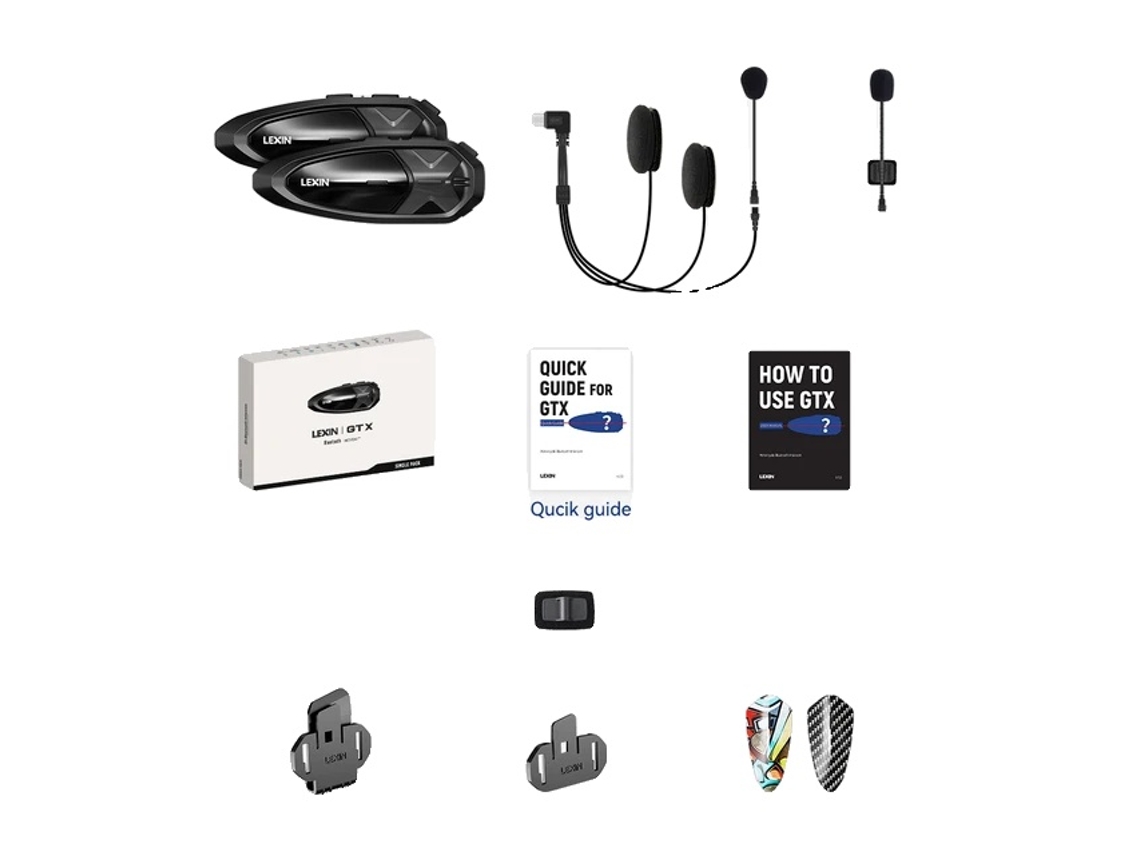 Intercomunicador Para Motocicleta, Conectividade Bluetooth, Conversa Simultânea E Música,lexin Gtx 2pcs Oem