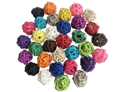 2026 32 Pelotas de Ratán 3cm Juguetes para Aves Pericos Material Natural Multicolor