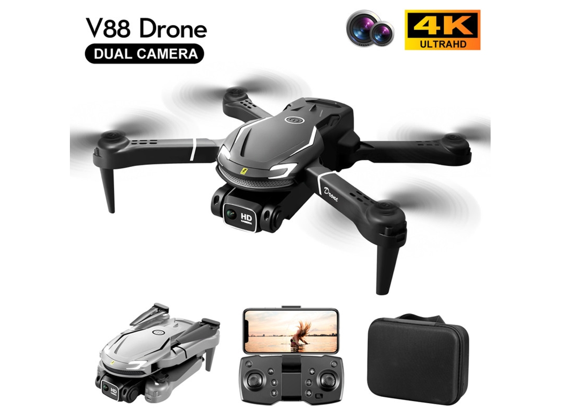 Drone Dobrável V88 Com Câmera Dupla 4k Bestvite (2 Baterias Duração Da Bateria 15 Min Preto)
