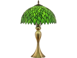 Abajur De Mesa Estilo Tiffany, Luminária De Leitura Com Folhas Verdes, Luminária Com Pintura Em Vidro Antigo, Luminária