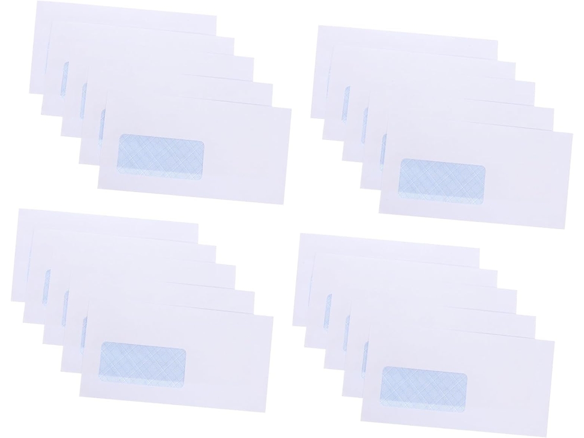 50 Envelopes Brancos Autoadesivos Com Janela À Esquerda, Para Cartas E