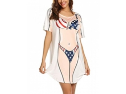 2026 chaqueta de Biquíni para Mulher com Manga Curta e Estampa Linda, Camiseta Oversize para Praia e Piscina