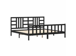 Estrutura De Cama Vidaxl Preto Madeira De Pinho Maciça (205.5 X 205.5 X 100 Cm)