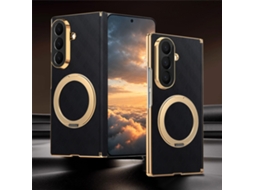 Capa Panoona Para Galaxy Z Fold 7, Fabricada Em Pele, Com Alça De Pulso Antiderrapante E Resistente A Impactos Preto